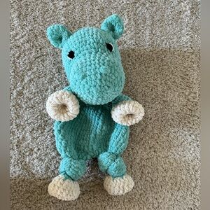 Hippo crochet snuggler plushie - handmade